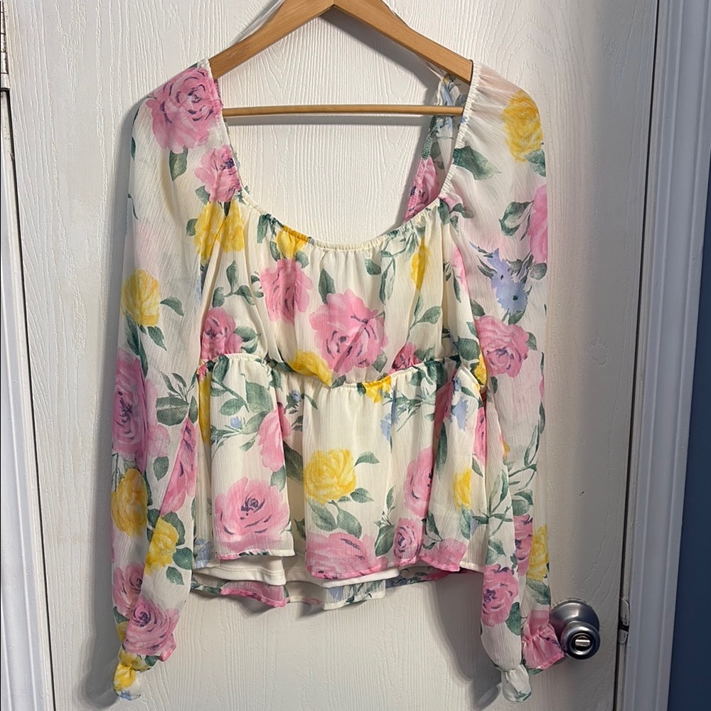 Forever 21 Floral Blouse with Pink and Yellow Roses - Picture 5 of 7